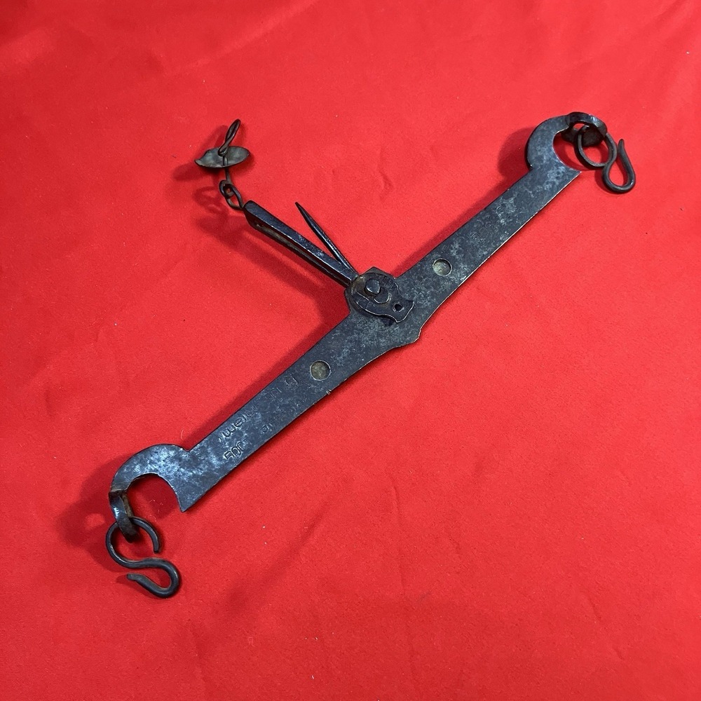 Vintage Indian Balance Scale Beam Hand Forged Iron "Kabar Brand" 500g / No Trays